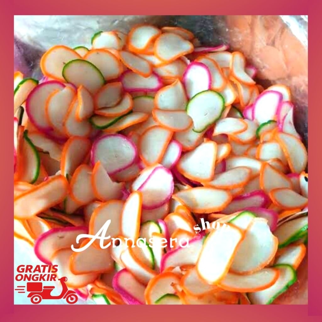 kerupuk bawang warna warni 500g /Kerupuk mentah /Kerupuk bawang mentah warna warni