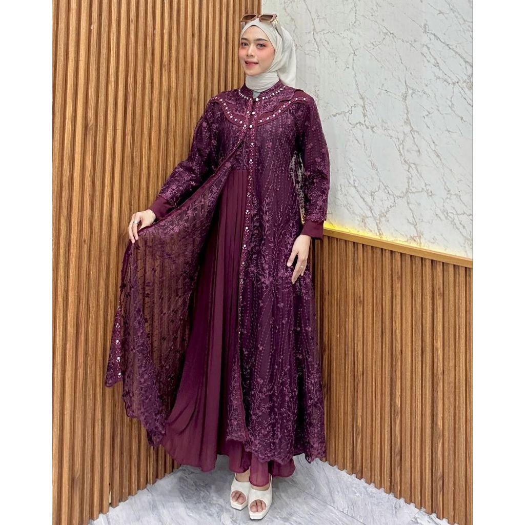 GAMIS BRUKAT 2IN1 (INNER DAN OUTER TERPISAH) MEWAH ELEGANT PREMIUM WANITA READY LANGSUNG DIKIRIM