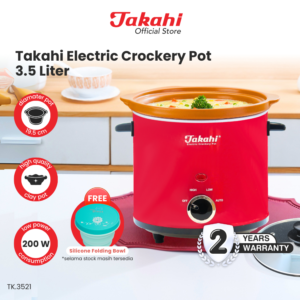 Takahi Electric Crockery Pot 3,5 Liter | (INSTAN/SAMEDAY) | Slow Cooker