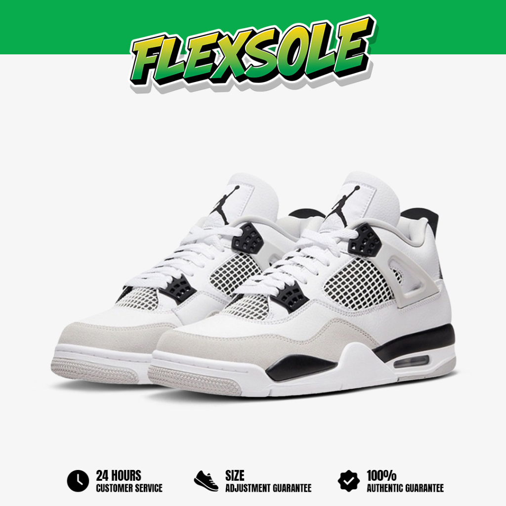 Nike Air Jordan 4 Retro Military Black White Black Grey Authentic