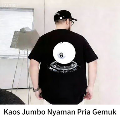 Kaos T-shirt Jumbo Fashionable dengan Desain Angka 8 Motif Cakram untuk Pria Berukuran Besar