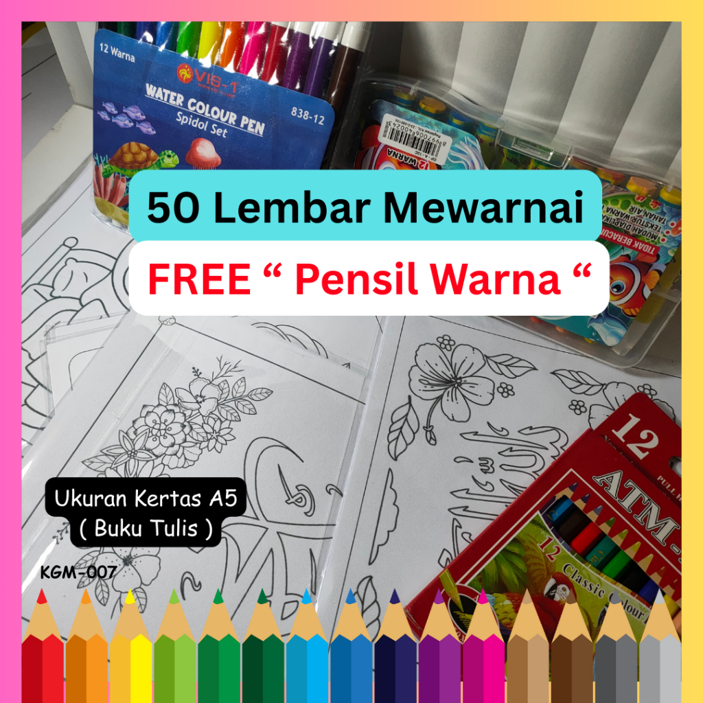 50 lembar mewarnai free pensil warna