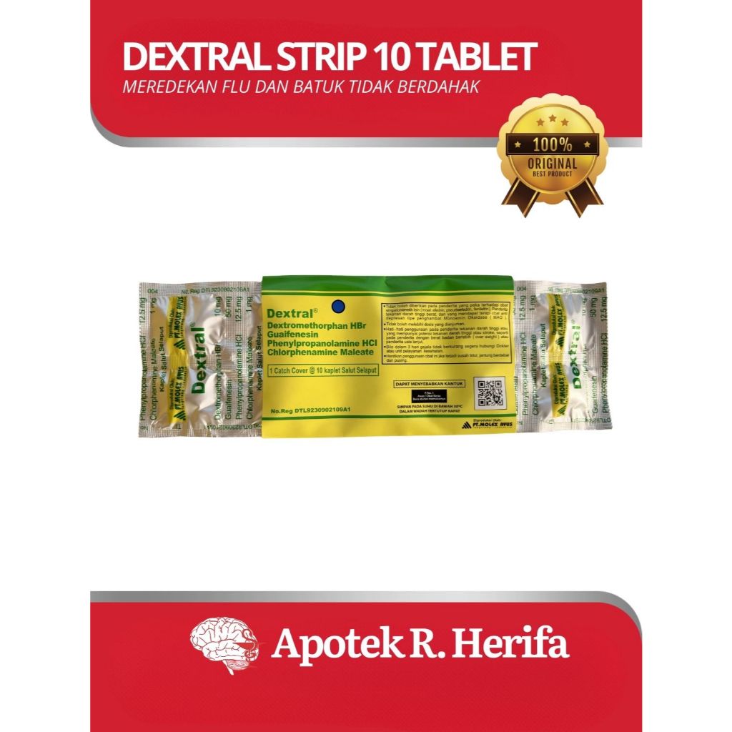 Dextral Strip 10 Kaplet Mererdakan Flu Pilek Alergi Bersin Dan Batuk Berdahak