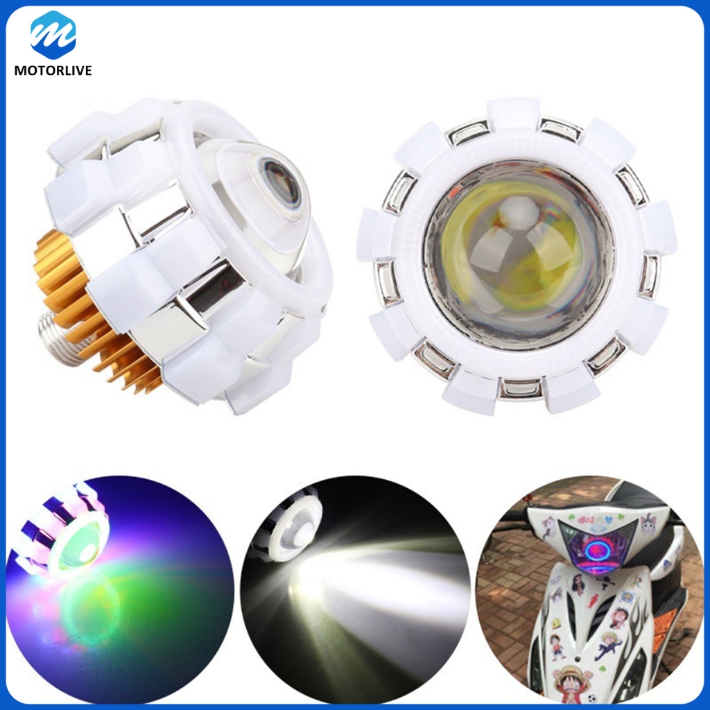 Lampu Depan Sepeda Motor Universal Multiwarna Bulat Lampu Depan Sepeda Motor Merah Biru Hijau Bukaan