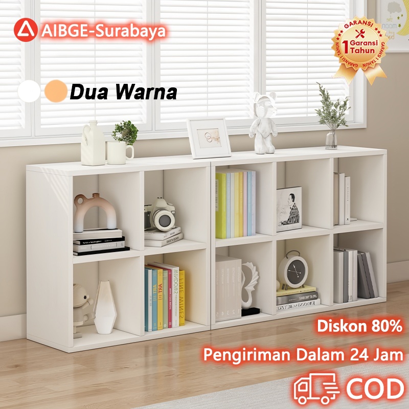 [Surabaya Express]Rak Buku 8 Kompartment Lemari Lantai Ruang Tamu Lemari Penyimpanan Lemari Kayu Min