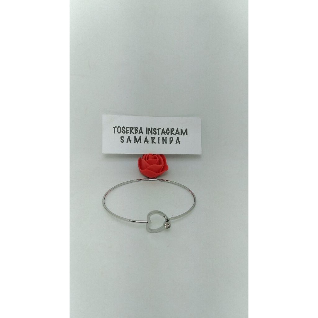 Gelang Titanium Minimalis Zircon Solitaire