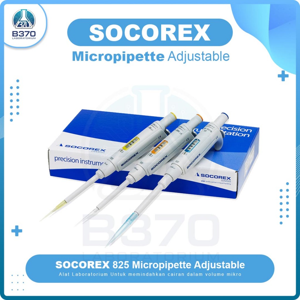 SOCOREX Acura 825 Micropipette Adjustable Volume 100-1000ul, 20-200ul, 10-100ul