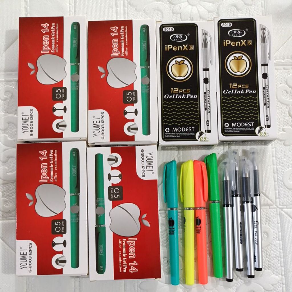 Pulen cair/pulpen gel/pulpen cair aneka motif dan warna isi 1 lusin 12 pcs