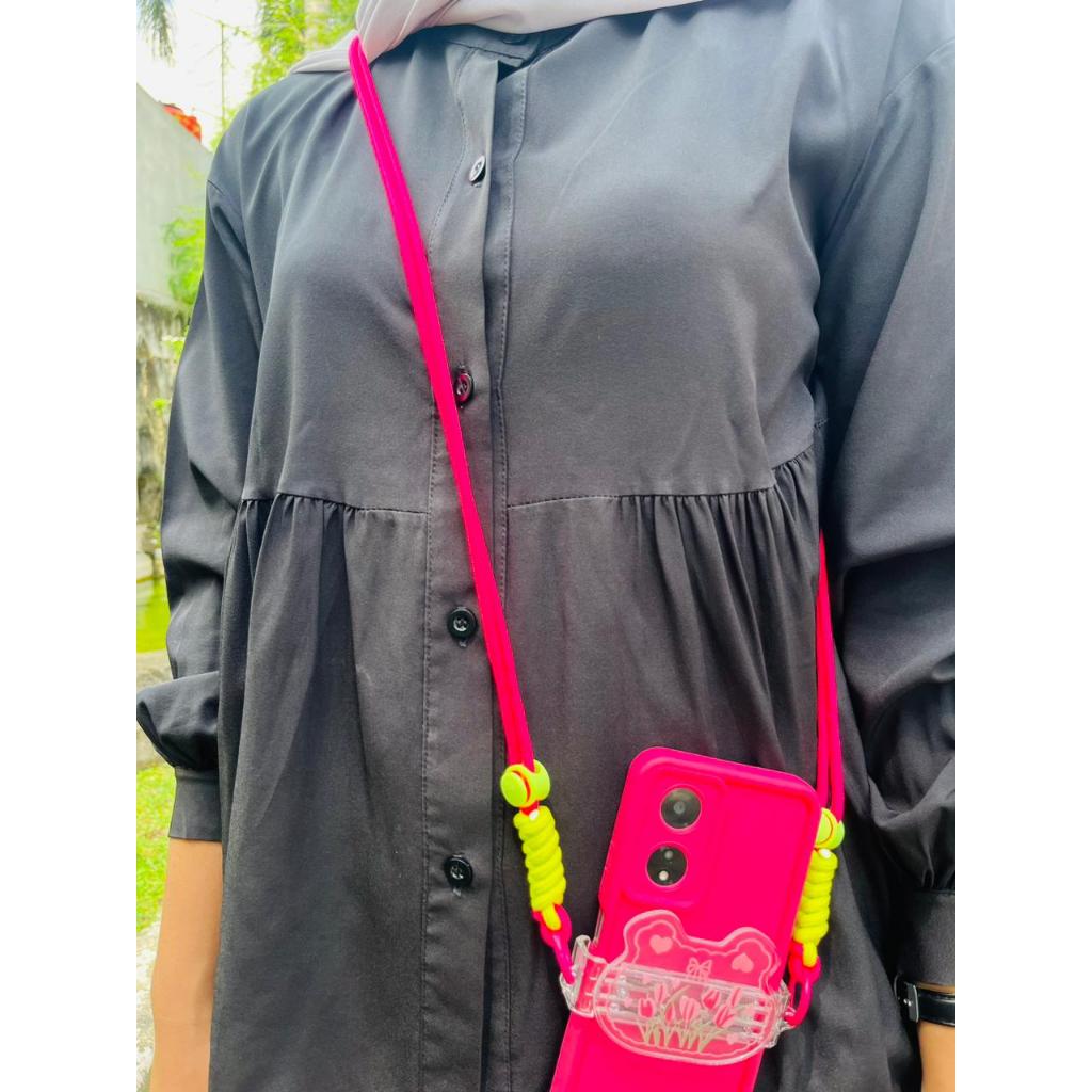 Tali HP Klip Fashion Motif Print Panjang / Strap Hp Aesthetic Korea Tali Selempang Tenun Universal