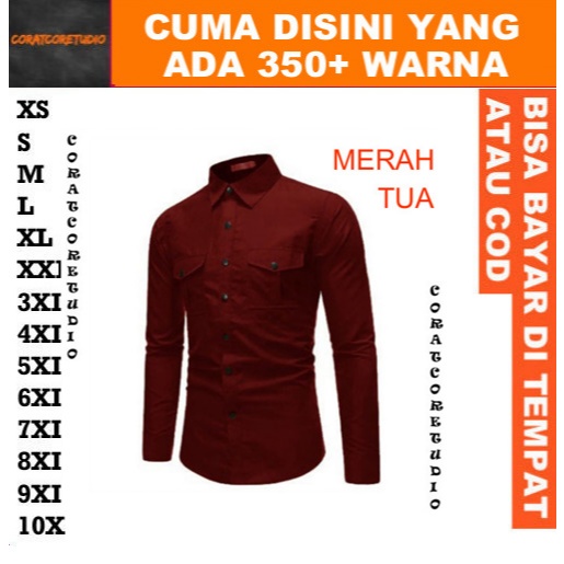 READY STOCK REALPIC GRAYWOLF CORATCORETUDIO Hem Cowok Kemeja Pria Jumbo Big Size Lengan Panjang Polo