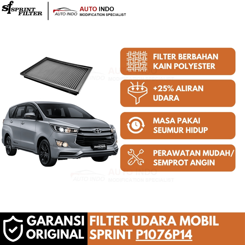 Filter Udara Mobil Sprint Filter P1076P14 untuk Toyota Innova Reborn Mesin Diesel & Bensin | Ori