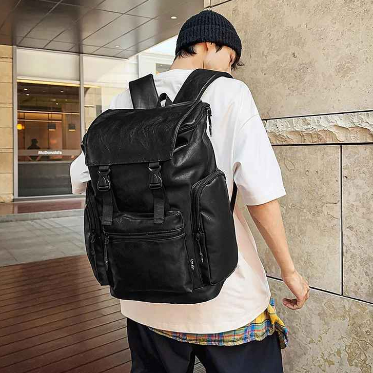 Ransel Pria Kulit Sintetis Premium Travel Bag Size Jumbo