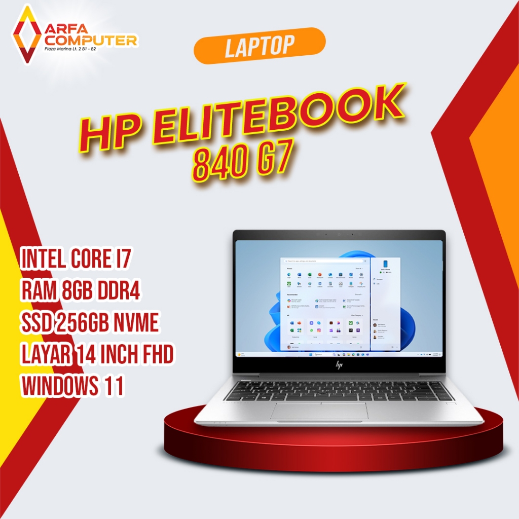 Laptop Second Premium HP Elitebook 840 G7 Intel Core I7 Gen 10 Ram 8GB SSD 256GB Windows 11 Original