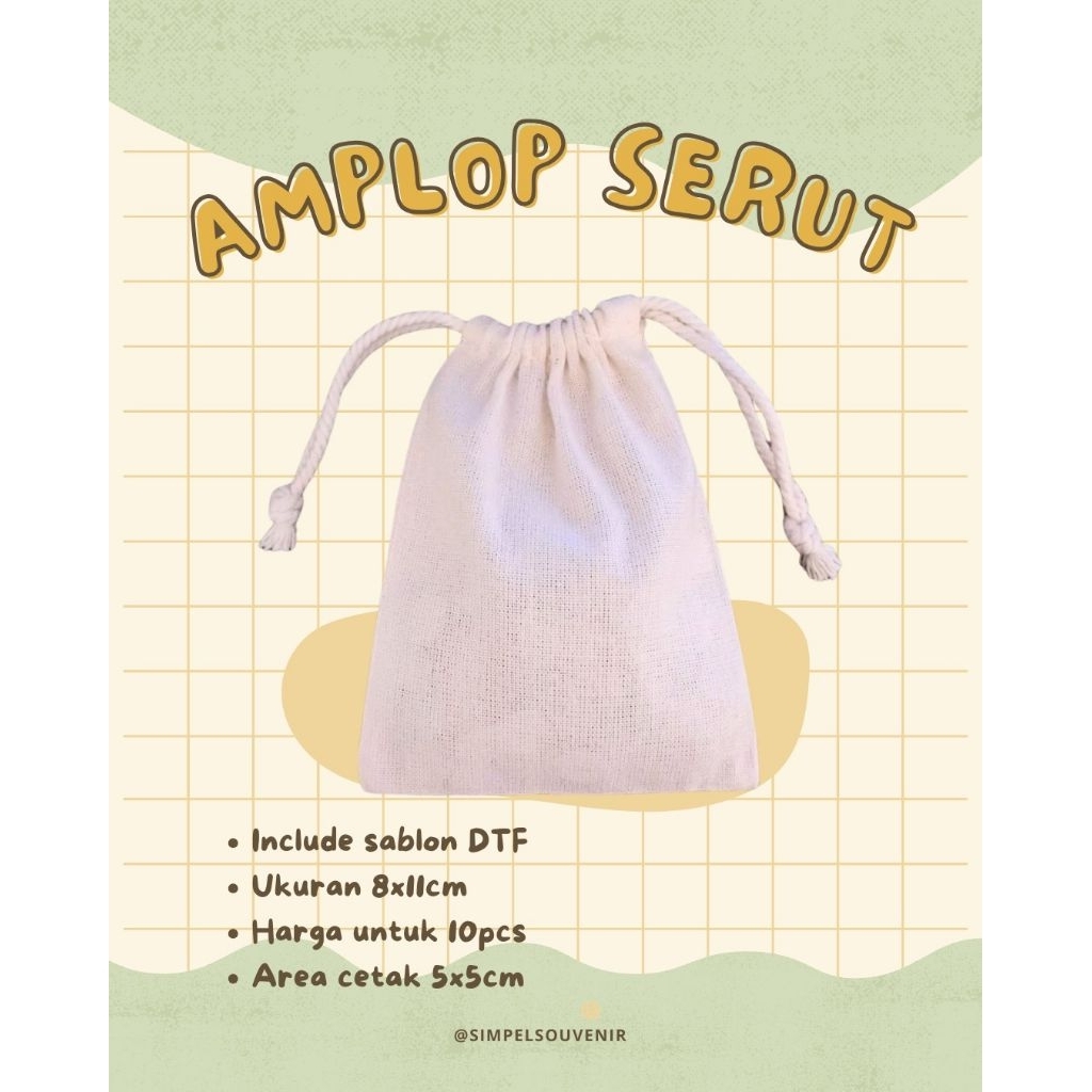 Pouch Serut Blacu 8x11cm - Dompet Serut / Pouch Serut Blacu / Pouch Snack / Amplop Lebaran