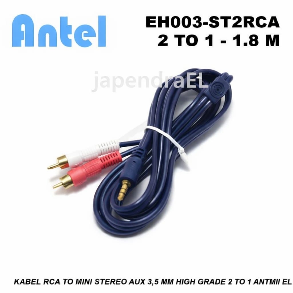 ANTEL KABEL AUX RCA 2 KE 1 JACK 3,5MM MINI STEREO 1,8M KABEL HP KE SPEAKER LAPTOP