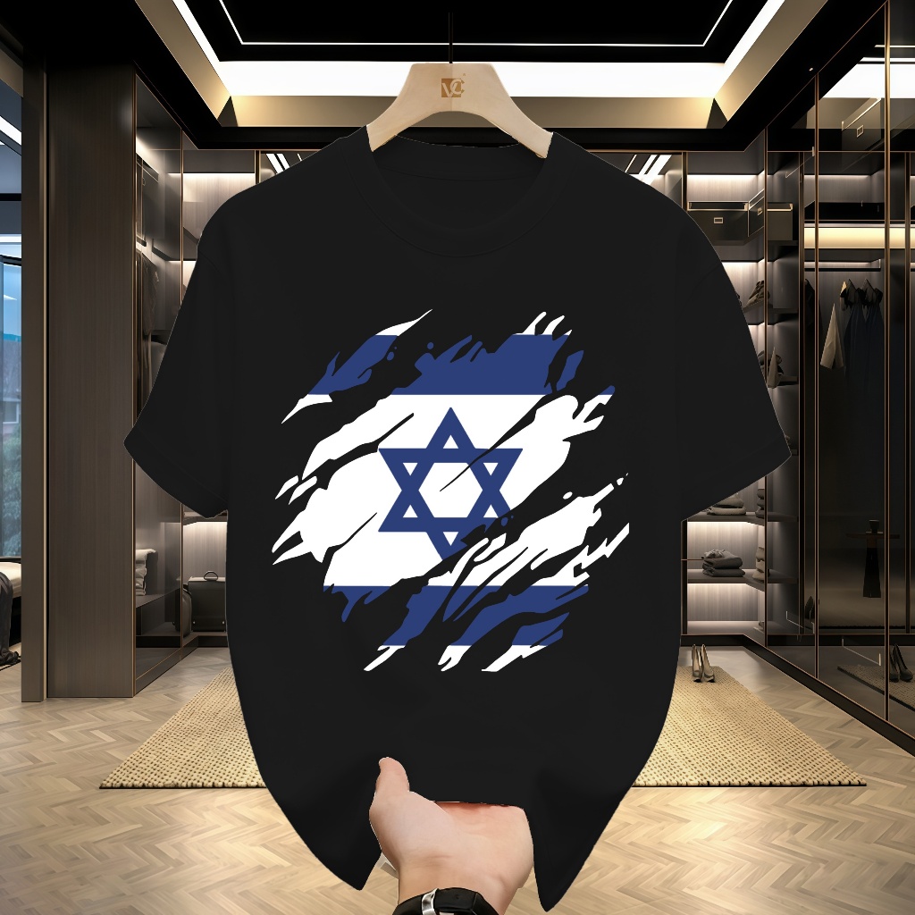 Tshirt Pria Sepak Bola Hari Israel Robek Bendera Israel