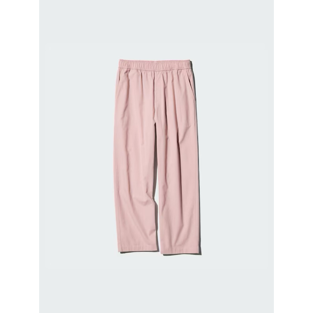 cotton relax ankle pants pink uniqlo