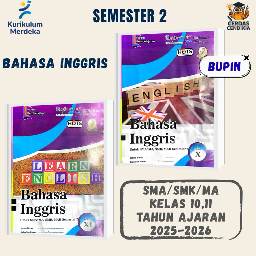Semester 2 LKS Bupin SMA/SMK/MA Bahasa Inggris Kelas 10,11 T.A 2025/2026 Kurikulum Merdeka