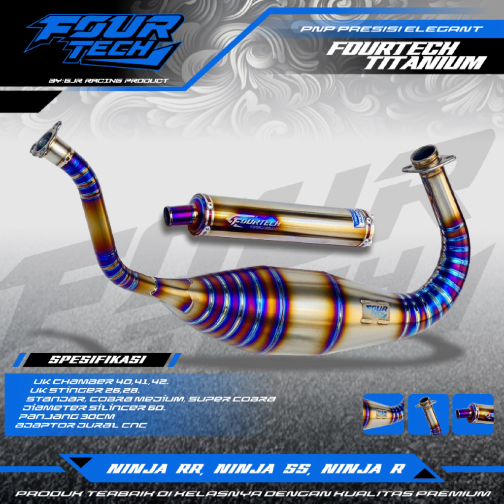 knalpot ninja titanium original fourtech & gjr tipe halfblue/sanblue