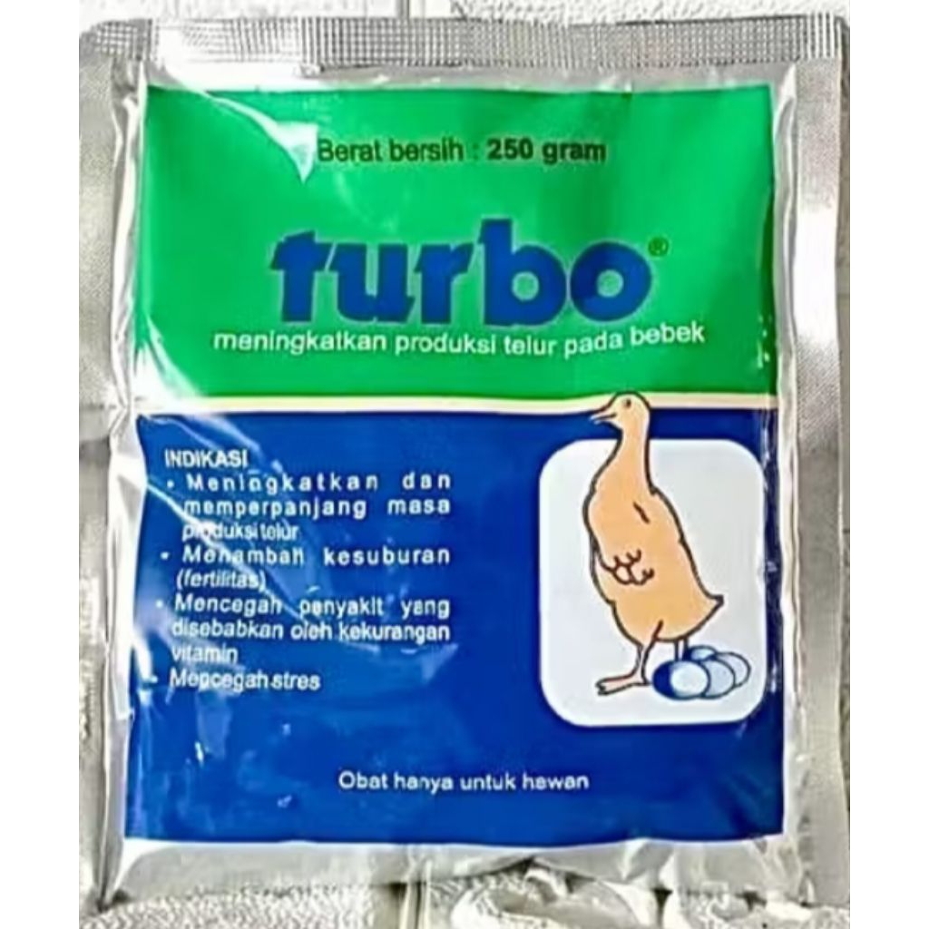 Turbo 250 gram untuk meningkatkan produksi bebek petelur atau itik