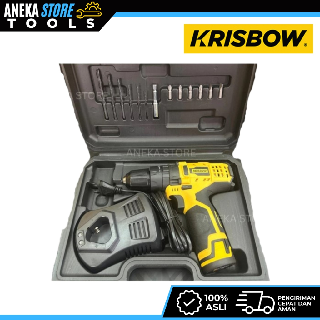Krisbow Bor Listrik Cordless Impact Drill 10 mm 12V