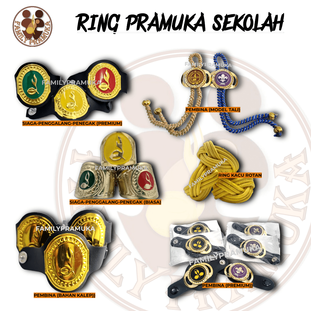 RING KACU PRAMUKA PEMBINA SIAGA PENEGAK PENGGALANG/RING KACU PRAMUKA BAHAN KALEP/RING KACU PRAMUKA S