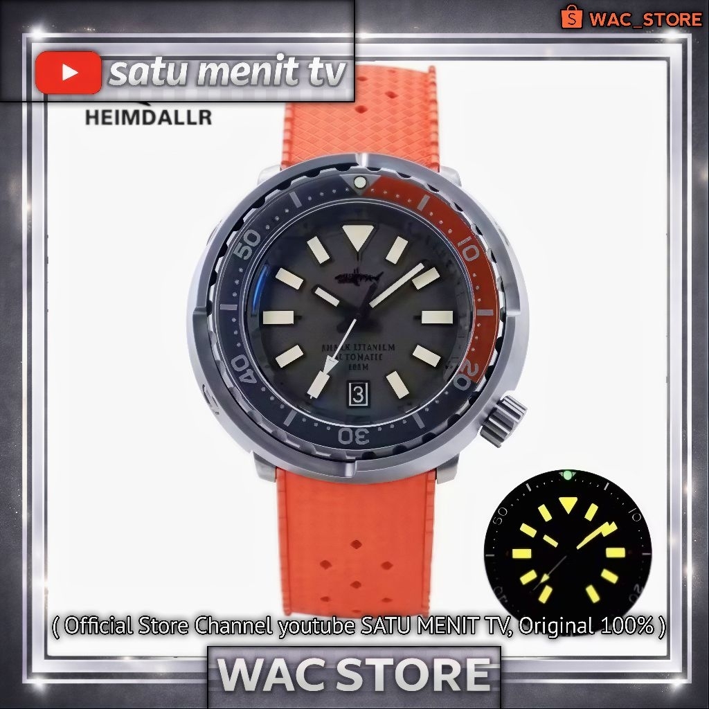 NEW HEIMDALLR SHARKEY TUNA LIMITED FULL TITANIUM AUTOMATIC SEIKO NH35 A SAFIR DOUBLE DOME + AR COATI
