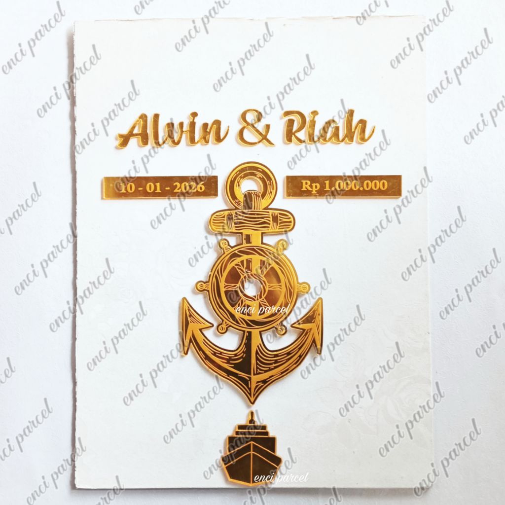 kode 320 logo jangkar kemudi motif serat miniatur kapal perahu accessoris hiasan dekorasi mahar pern