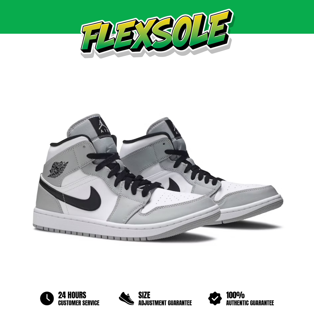 Nike Air Jordan 1 Mid Light Smoke Grey Anthracite White Grey Black Authentic