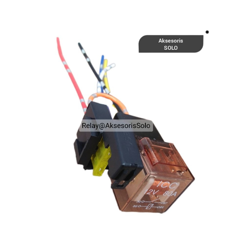 1 Set Relay 4 kaki 12V 80A + Soket + Fuse (Sekring)