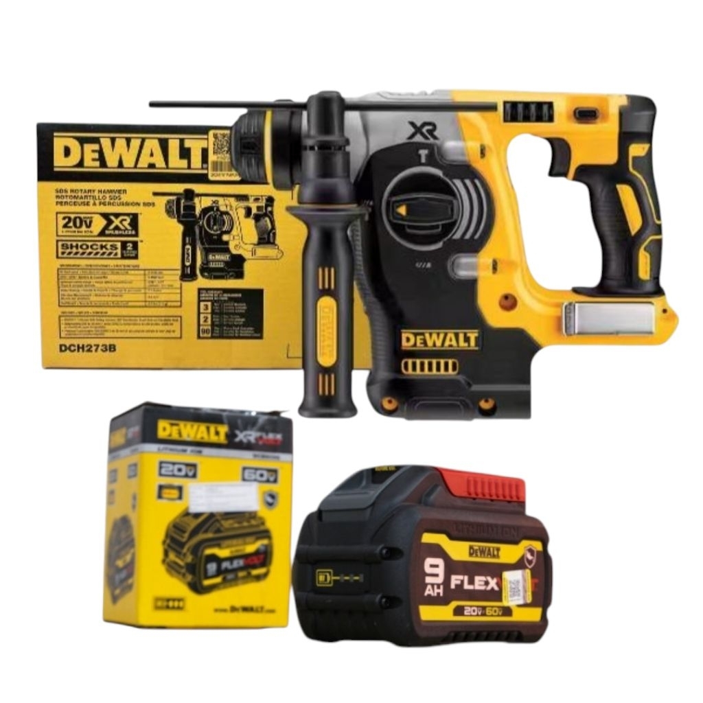 Dewalt DCH273B Rotary Hammer Cordless+Dcb609G Flexvolt 9ah Battery Mesin Bor Bobok Tembok Dewalt Dch