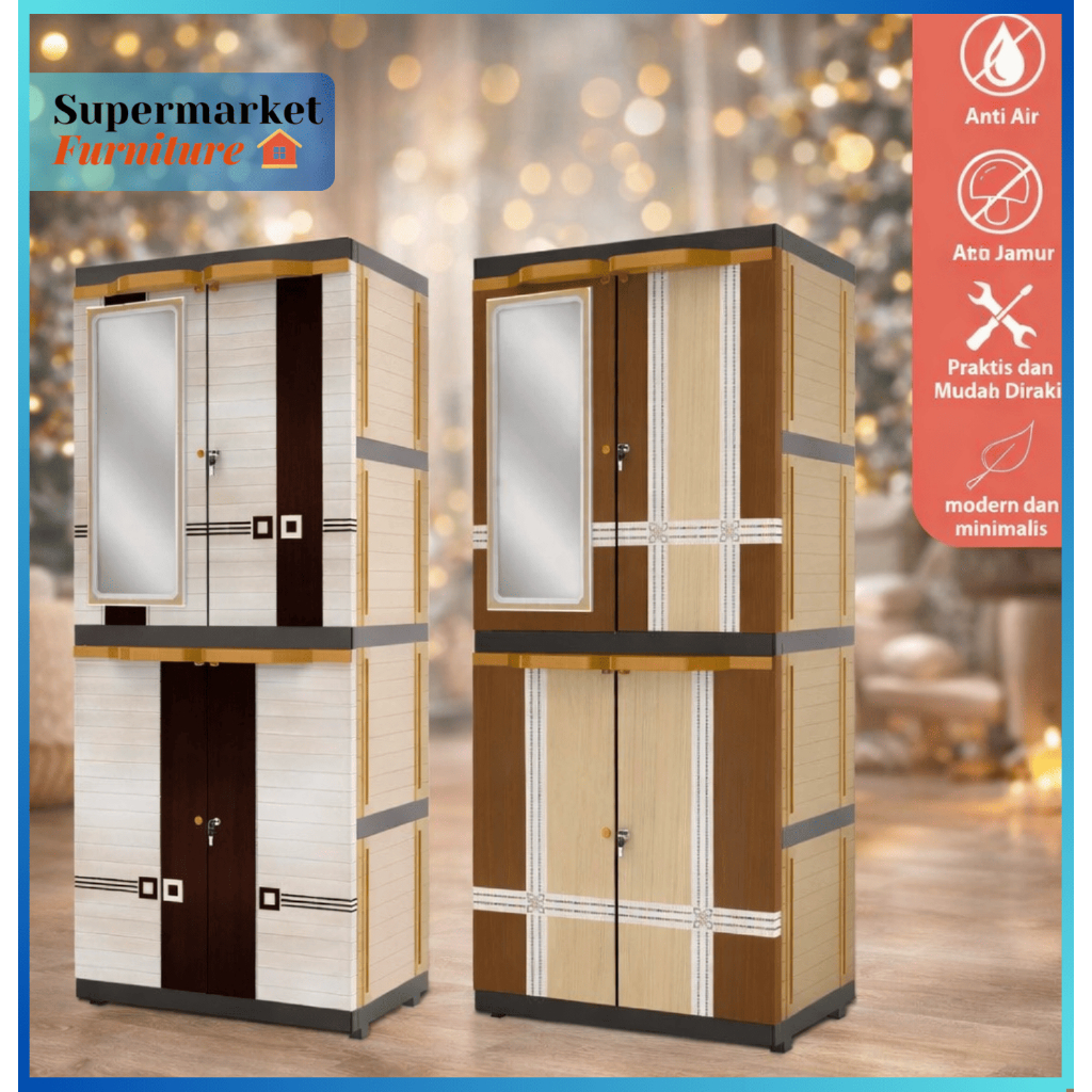 LEMARI PAKAIAN PLASTIK NAIBA / LEMARI PAKAIAN CERMIN NAIBA 9224 JERSEY TERMURAH
