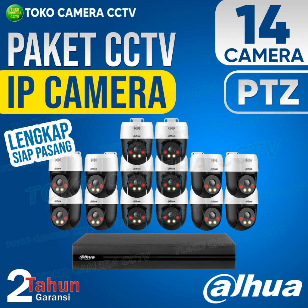 PAKET CCTV IP CAMERA PTZ DAHUA 16 CHANNEL 14 KAMERA