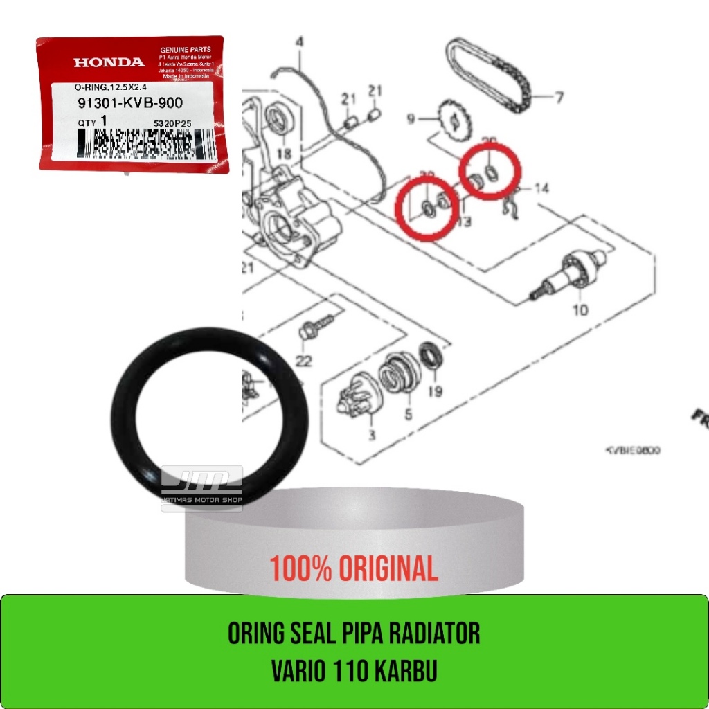 Oring seal pipa radiator vario 110 karbu 91301-KVB-900