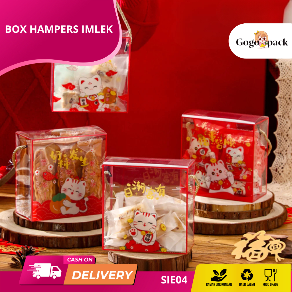 Box Hampers Bening Imlek/ Box Tenteng Mika Barongsai Imlek/ Box Mika Hampers Imlek New Year Chinese 