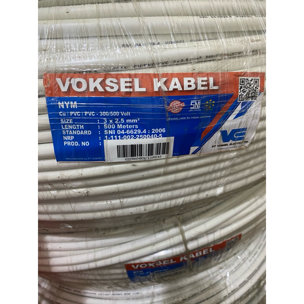 KABEL VOKSEL NYM  3 x 2,5  SNI HARGA PER 500 METER NYA BARU GRESS.