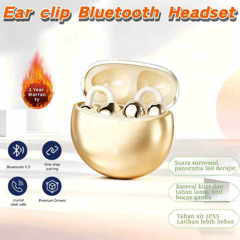 Bluetooth Konduksi Tulang Anting-Anting Headphone Nirkabel Headset Tahan Air TWS Earbud