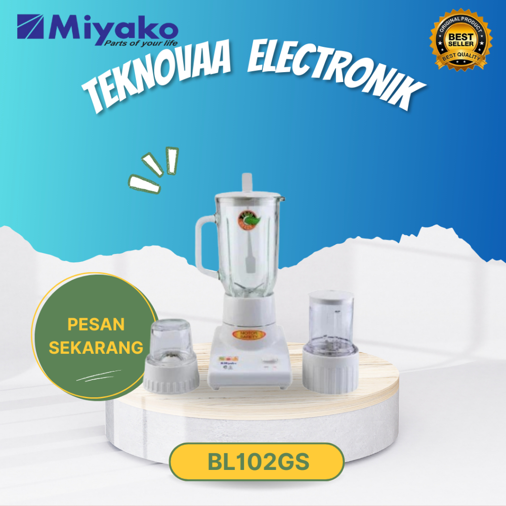 Blender Miyako 3in1 BL-102GS/BL102GS/BL102 GS/BL 102GS/BL-102 GS/BL 102 GS dengan Blender Kaca 1L.