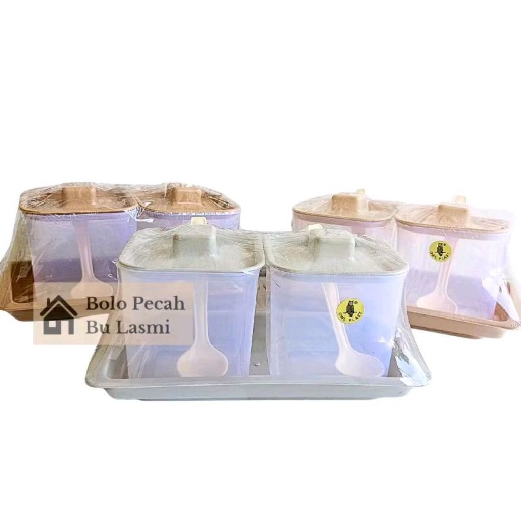 BL - Tempat Bumbu Sambal + TATAKAN Owl / Owl Plast Sabrina Kitchen Pot 2 Set / Tempat Bumbu Serbagun