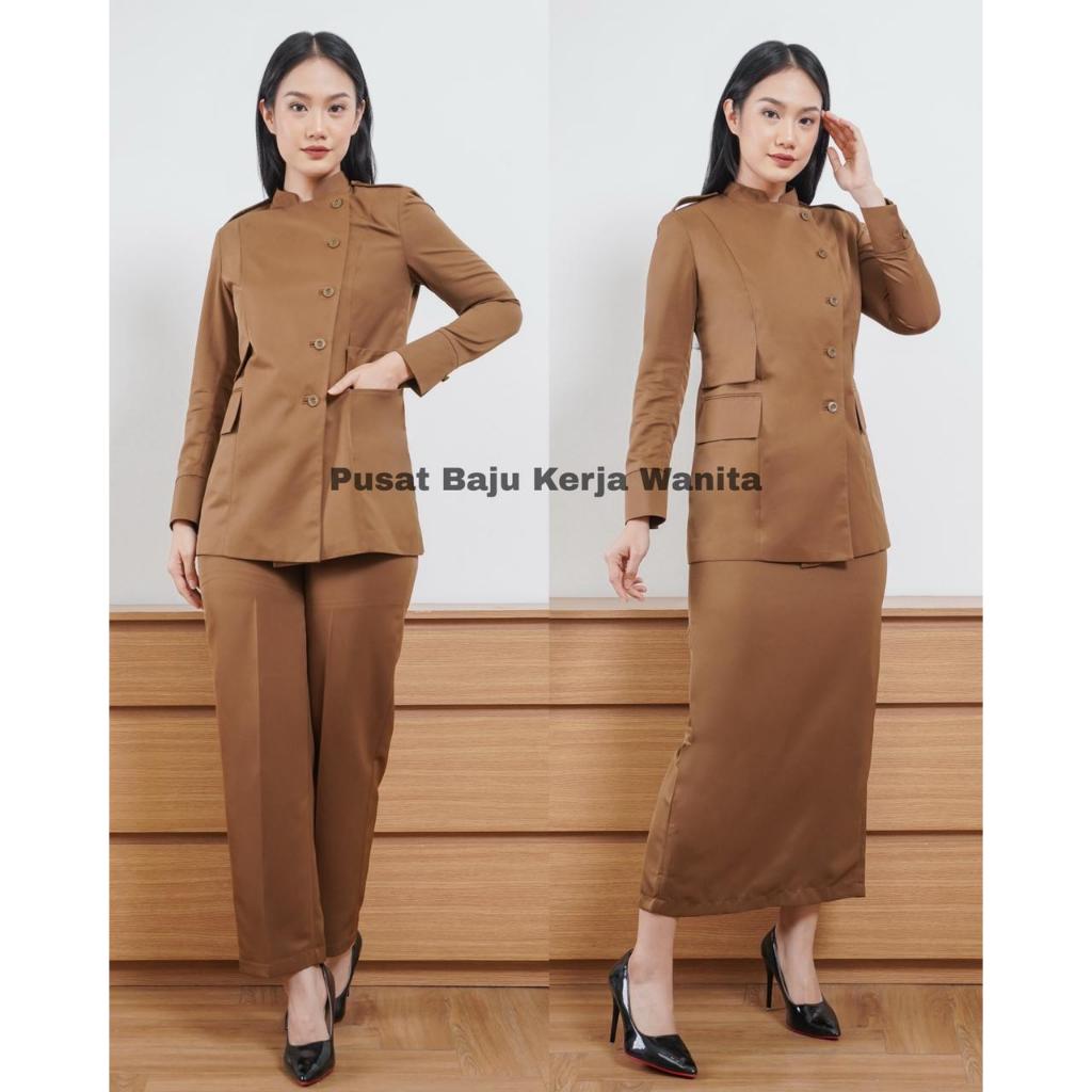 Seragam pemda wanita / Baju pdh pemda / Baju dinas pemda pns / Baju khaki pns wanita / Seragam asn w