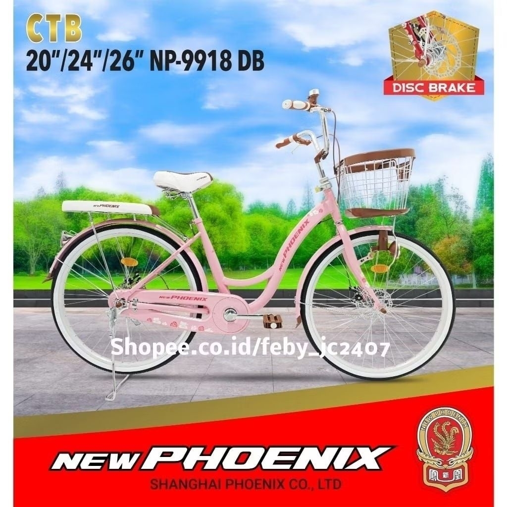SEPEDA DEWASA PEREMPUAN CEWEK KERANJANG MINI  NEW PHOENIX frame jumbo 9918 rem discbrake 8825 8870 P