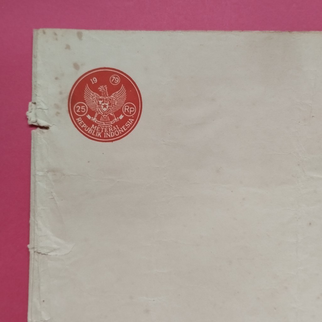 Kertas Segel Kuno Rp 25 Tahun 1979 Double