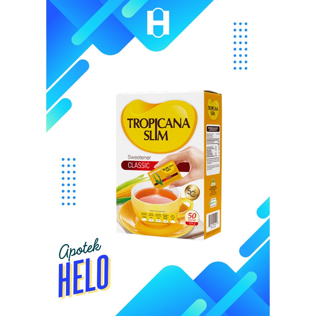 Pemanis Rendah Kalori Tropicana Slim Classic 50 Sachet - Bebas Gula, Rendah Kalori, Aman untuk Diet