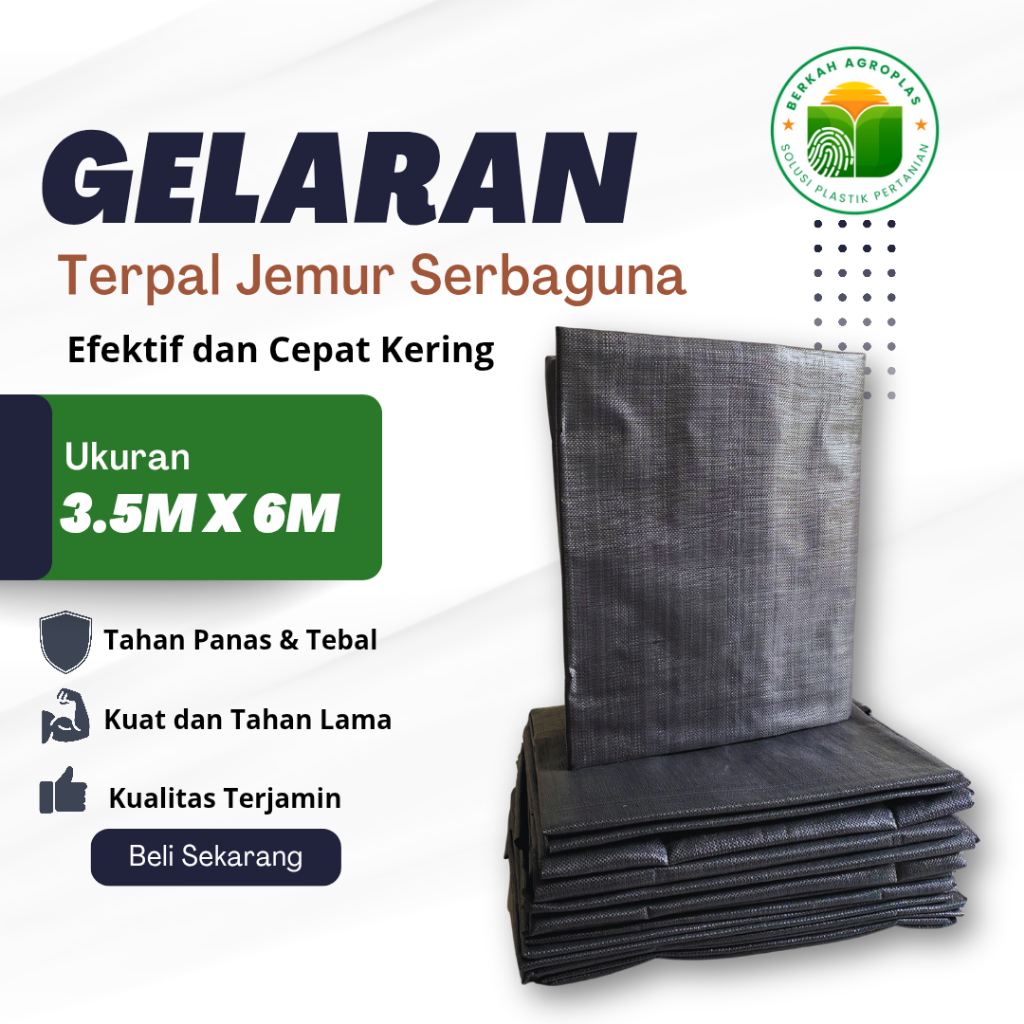 Gelaran Gabah Alas Jemur Panen Padi Hitam Premium/Gelaran Padi/Klotok/Terpal Jemuran Padi