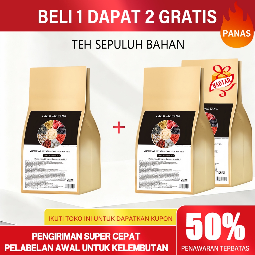 [ Beli 1 Gratis 2 & Diskon 50% ] Goji berry Polygonatum sibiricum Teh Sembilan Harta Karun