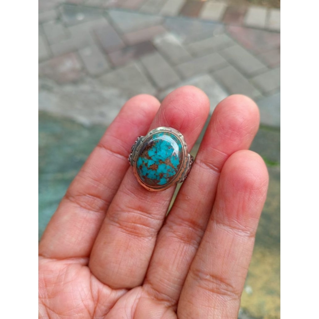 cincin batu akik Pirus, natural, persi