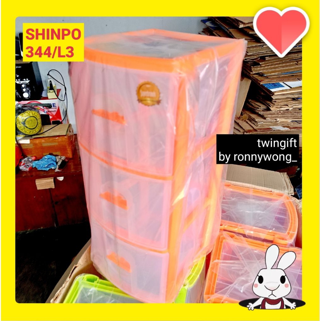 Rak Container Laci, Besar, Shinpo Susun 3, serbaguna