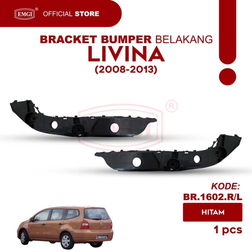 Promo Emgi - Bracket Bumper Belakang Livina/Grand Livina 2008 2009 2010 2011 2012 2013 Hitam -