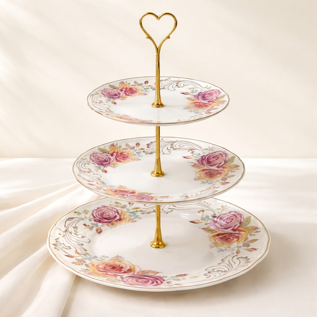 Piring Kue Susun 3 Tingkat | Piring Saji Stand Kue Buah