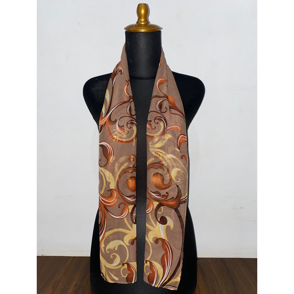 SYAL MOTIF AKSESORIS LEHER SCARF BATIK ETNIK WANITA PEREMPUAN NUSANTARA CUKIN DASI MINI AIRPORT PRAM